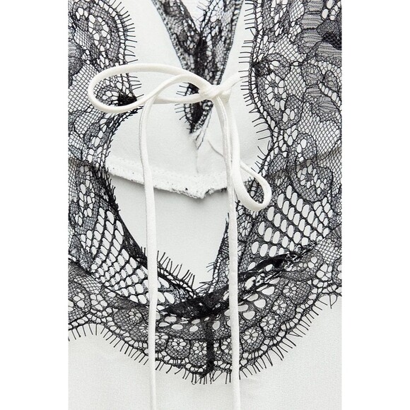 ZARA WOMAN SS24 WHITE LACE SATIN EFFECT DRESS ZW COLLECTION SIZE LARGE 8385/789 - Picture 7 of 16